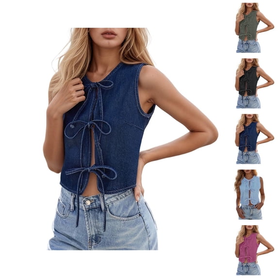 Women's Washed Belted Vest Stylish And Versatile Cardigan Sweaters for Women