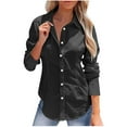 thumbnail image 1 of Women's Washed Cotton And Linen Shirts Long Sleeve Dress Shirts Wrinkle Collared Work Office Solid Blouses, 1 of 9