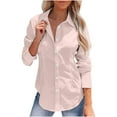 thumbnail image 1 of Women's Washed Cotton And Linen Shirts Long Sleeve Dress Shirts Wrinkle Collared Work Office Solid Blouses, 1 of 9