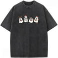 thumbnail image 1 of Women's Washed Elf Snowflake Graphic Tee T Shirt Top Short Sleeve Round Neck Black S-2XL Plus Size, 1 of 5