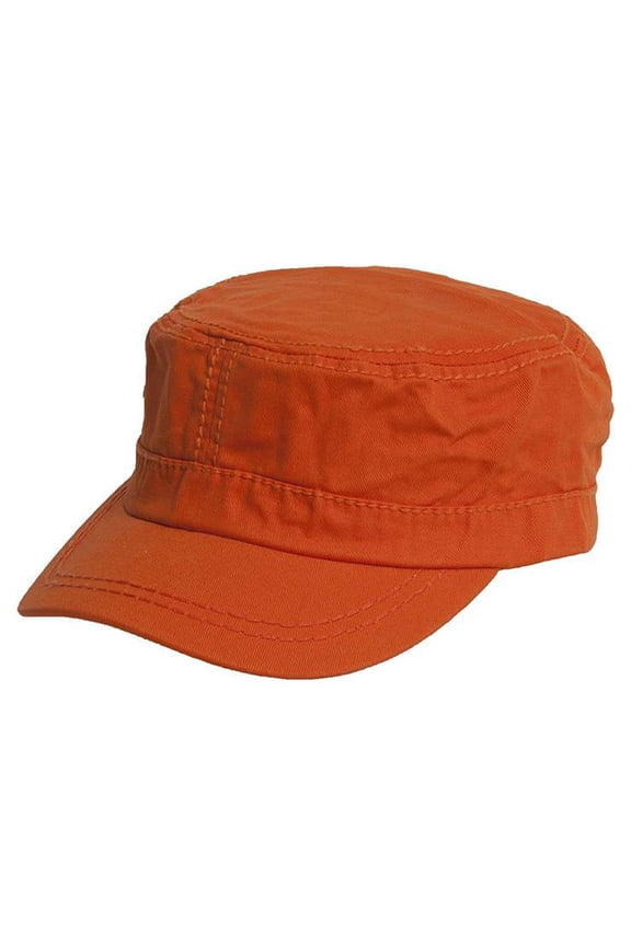 Women's Washed Military Cadet Style Cap - Orange