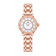 Women s Watch Crystal Quartz Dress Watch for Women, 32mm Small Face Ladies Watch with Rhinestone Bezel, Metal Bracelet Band Elegant Fashion Wrist Watch Gift for Women
