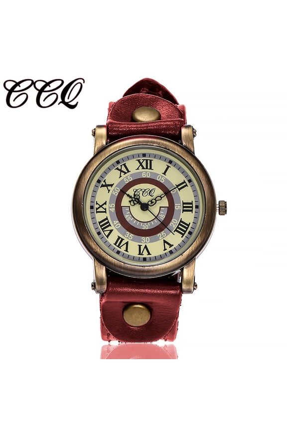 Women's Watch, Fashion Casual Quartz Leather Strap Wristwatch, Round Stainless Steel Analog Dial Glass Window Alloy Case