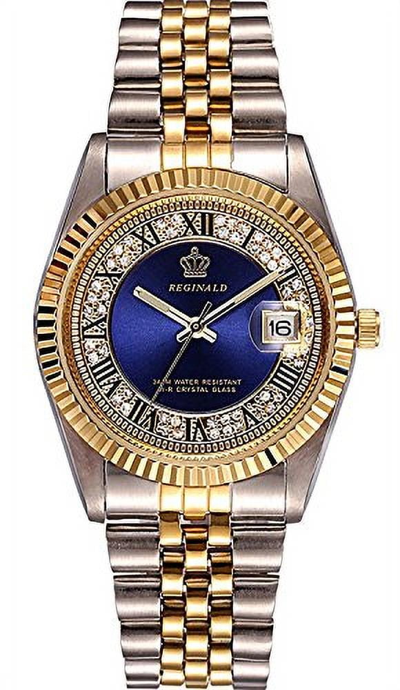 MASTOP Women's Watch Luminous Waterproof Quartz Silver Gold Two Tone Stainless Steel Dress Bracelet Watch (Blue)