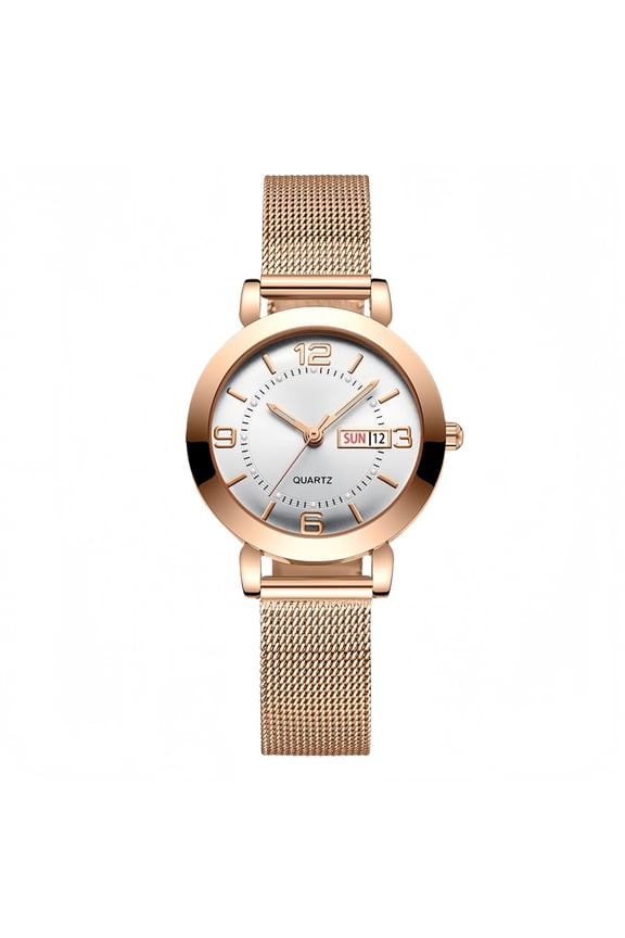 Women's Watch with Stainless Steel Strap, Calendar and Luminous Light