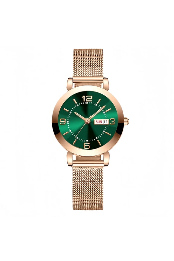 Women's Watch with Stainless Steel Strap, Calendar and Luminous Light