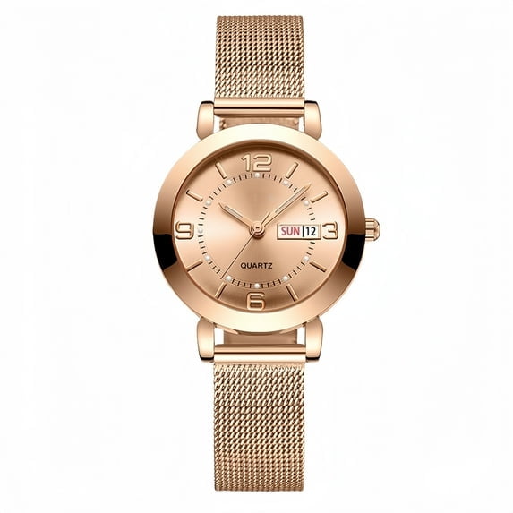 Women's Watch with Stainless Steel Strap, Calendar and Luminous Light