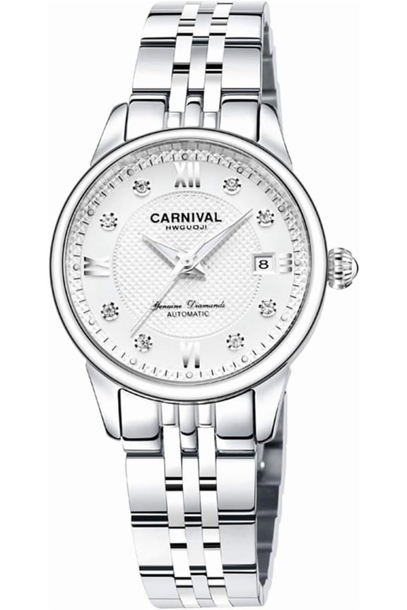 Women's Watches Automatic Self-Wind Stainless Steel with Waterproof Luminous Date Dial Crystal Watches