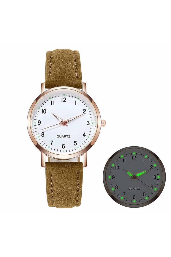 Women's Watches, Classic Quartz Watch with Luminouse Easy Read Dial, Leather Watch Band, Vintage Small Face Round Watches for Women, Birthday Gift for Ladies (Brown)