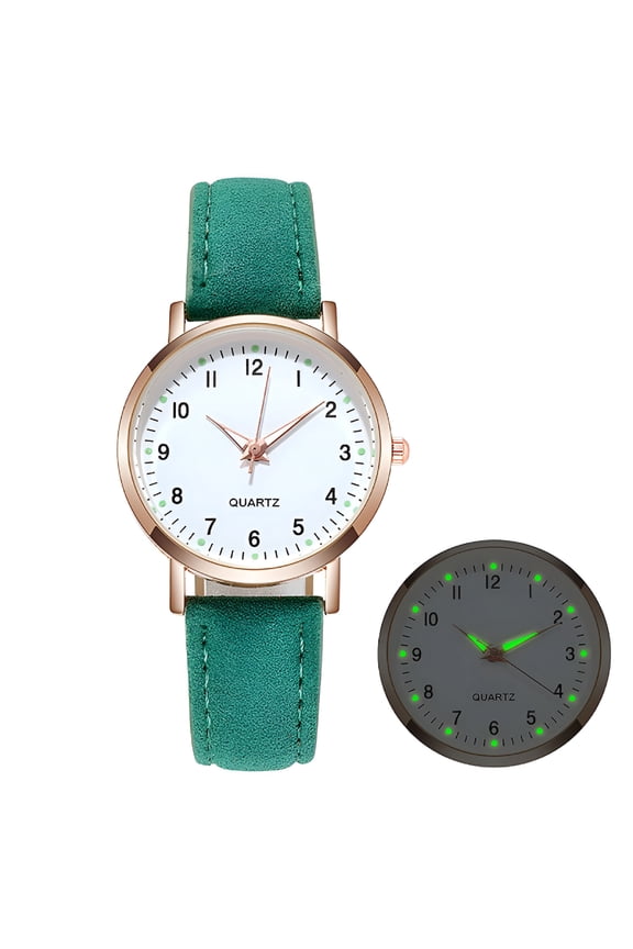 Women's Watches, Classic Quartz Watch with Luminous Easy Read Dial, Leather Watch Band, Vintage Small Face Round Watches for Women, Birthday Gift for Ladies (Green)