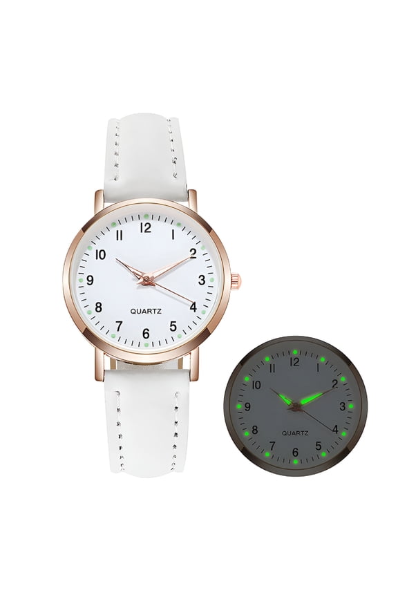 Women's Watches, Classic Quartz Watch with Luminous Easy Read Dial, Leather Watch Band, Vintage Small Face Round Watches for Women, Birthday Gift for Ladies (White)