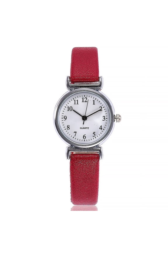 Women's Watches, Czzoypi Fashion Casual Quartz Leather Strap Watch, Round Analog Wristwatch with Stainless Steel Dial Glass Window, Red