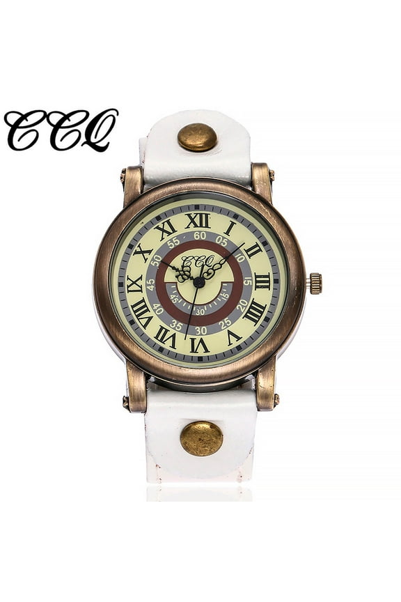 Women's Watches, Gaqring Fashion Casual Quartz Leather Strap Watch, Analog Wrist Watch Round Stainless Steel Dial Glass Window Alloy Case