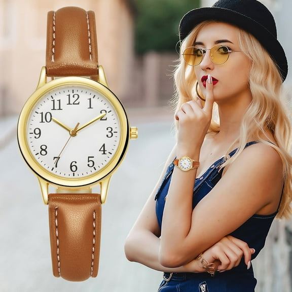 Women's Watches for Ladies Female Wrist Watch Leather Band Waterproof Thin Minimalist Casual Simple Dress Quartz Analog
