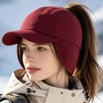 thumbnail image 1 of Women's Water-Repellent Winter Ponytail Baseball Cap LSONABXA with Ear Flaps - Winter Hat for Women, 1 of 8