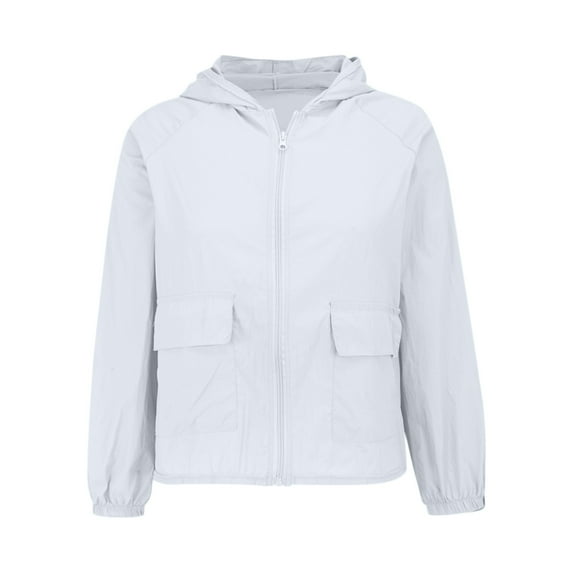 Women's Water Resistant Hooded Windbreaker Lightweight Packable Outdoor Jacket with Zippered Pockets