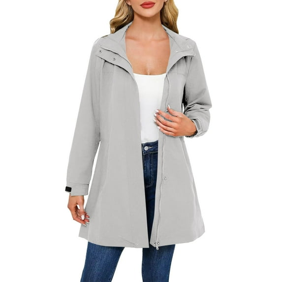 Women's Water Resistant Windbreaker Jacket Long Sleeve Mid Length Outerwear For Hiking Travel And Daily Wear