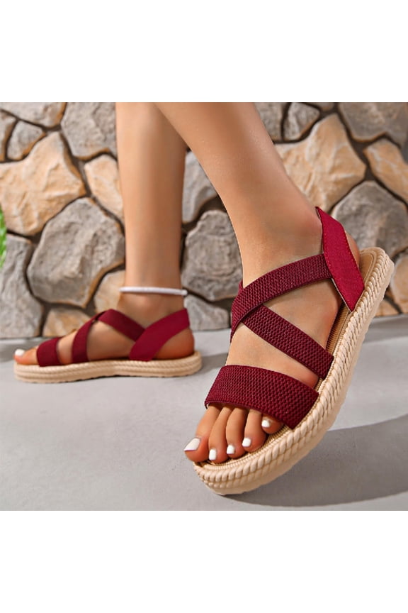 Women’s Water Sandal, Women's Platform Wedge Heel Sandals - Open-Toe Adjustable Elastic Strappy, Comfortable Insole, lightweight Rubber Sole, Casual Summer Strappy Sandals