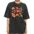 thumbnail image 1 of Women's Watercolor Heirloom Tomato Mix Gardening Aesthetic Graphic Breathable Washed T Shirt Black S-2XL Plus Size, 1 of 5