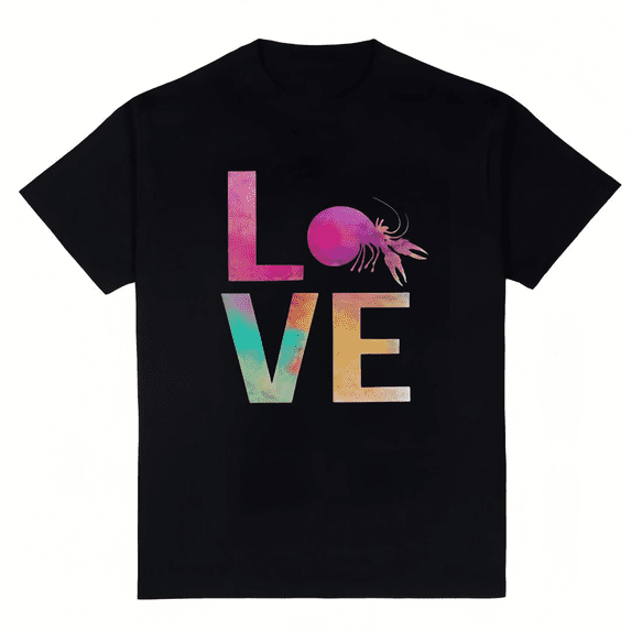 Women's Watercolor Love with Crayfish Graphic T-Shirt S-4XL