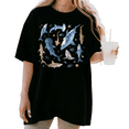 thumbnail image 1 of Women's Watercolor Shark Ocean Marine Life Graphic Tee Shark Lover Short Sleeve Round Neck Top Black S-5XL, 1 of 5