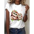 thumbnail image 1 of Women's Watercolour Print T-Shirt Cute Animal Loose Casual Short Sleeve Tee Jacket Top, 1 of 1