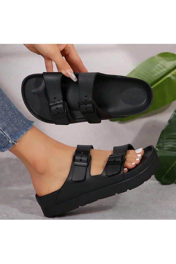 Women's Waterproof Adjustable Double Buckle Slide Sandals Comfortable for Beach & Fashion Wear