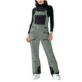 thumbnail image 1 of Women's Waterproof Bib Snow Pants Elastic Waist Windproof Snowpants Insulated Romper Overalls with Pockets for Skiing Gray M, 1 of 9