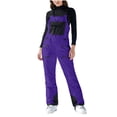 thumbnail image 1 of Women's Waterproof Bib Snow Pants Elastic Waist Windproof Snowpants Insulated Romper Overalls with Pockets for Skiing Purple 3XL, 1 of 9