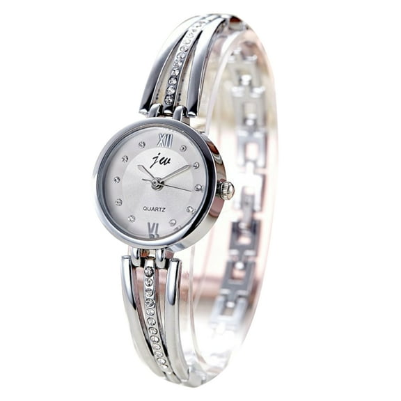 Women's Waterproof Bracelet Quartz Watches, Elegant Ladies Alloy Rhinestone Strap Fashion Classic Watches Analog Wristwatch for Gift for Work Travel Casual，Silver