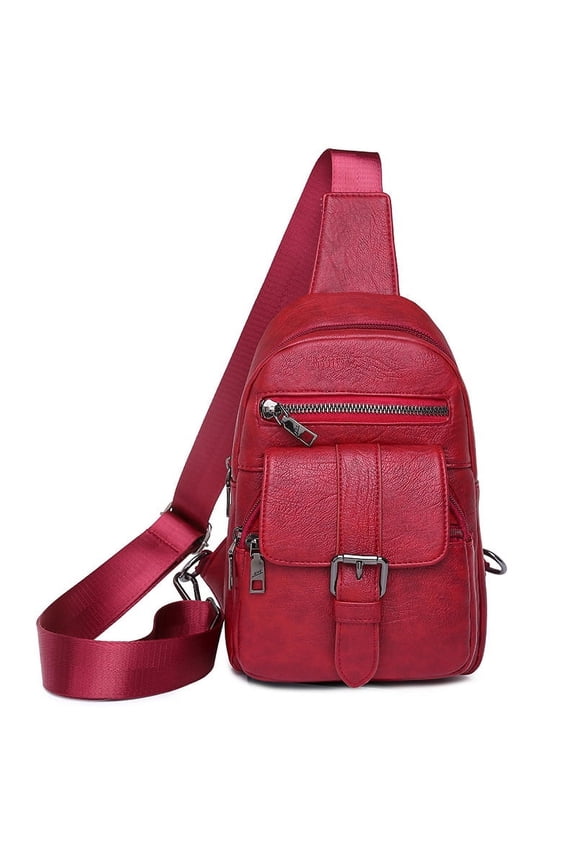 Women's Waterproof Chest Bag Leather Backpack Fashion Small Backpack Travel Hiking Bag