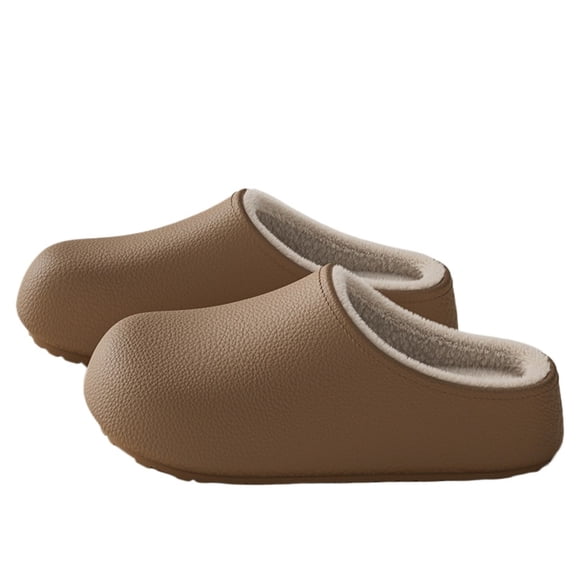 Women’s Waterproof Fleece Lined Slip-On Clog Slippers, Closed-Toe Warm Winter House Shoes, Thick Platform Anti-Slip Indoor Outdoor Comfort Mules, Cozy Plush Lining Lightweight Cushion Support