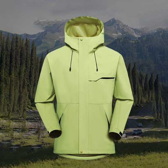 Women's Waterproof Hooded Jacket with Pockets Zipper Solid Color Outdoor Hiking Clothes Sports Rushing Tops Spring and Winter Coat