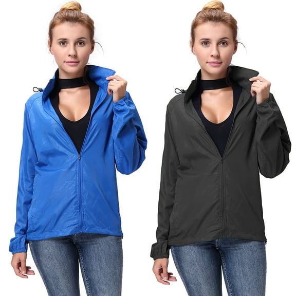 Women's Waterproof Hooded Rain Jacket Windbreaker Lightweight Packable Wind Coat Jogging Jacket