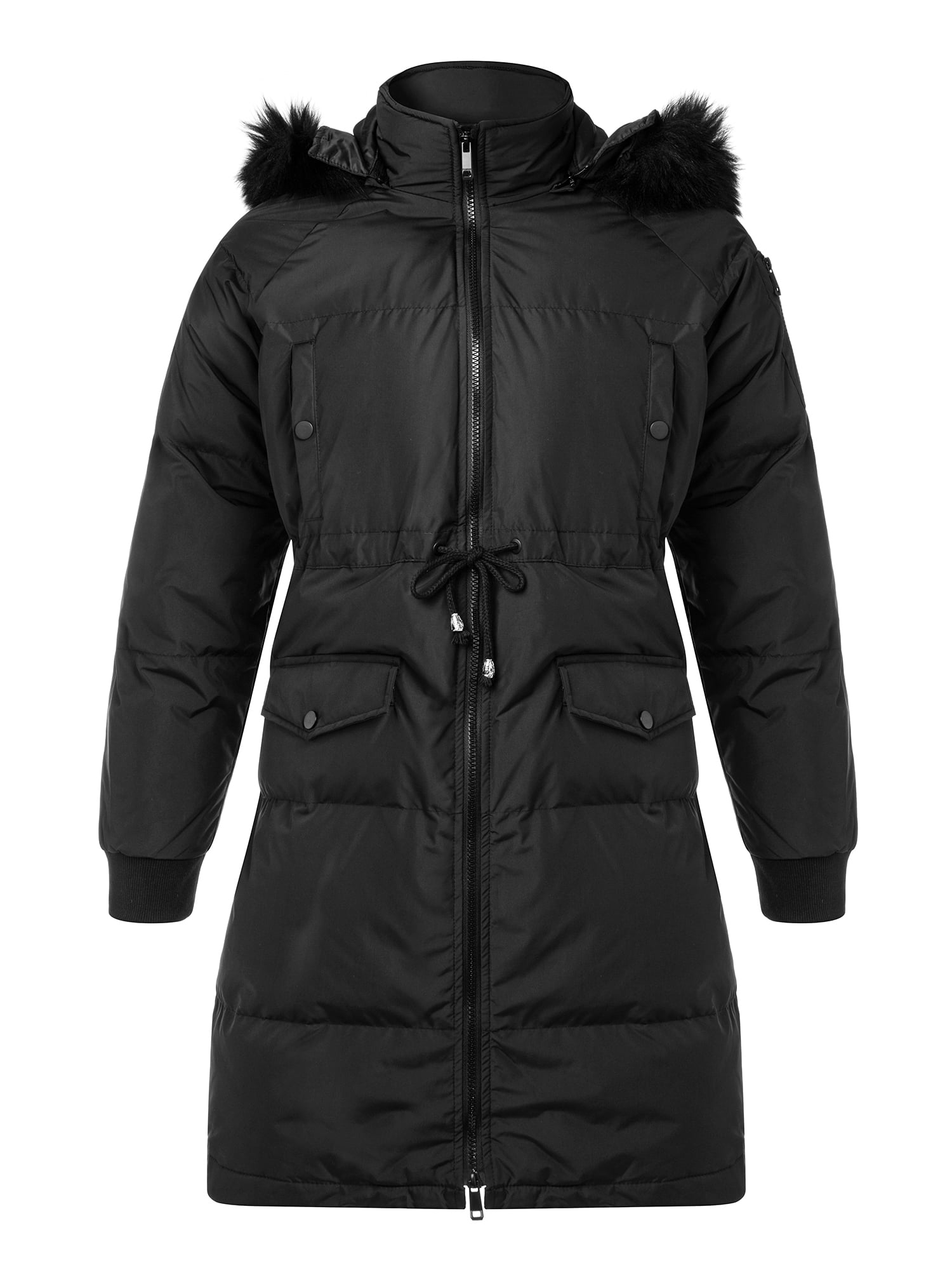 Women's Waterproof Hooded Warm Long Puffer Coats Parkas with Faux Fur