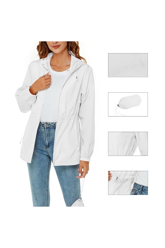 Women's Waterproof Hooded Zipper Jacket - Outdoor Mountaineering Sports Blouse for Hiking and Adventure, Limited Time Offer Under 10 Dollars