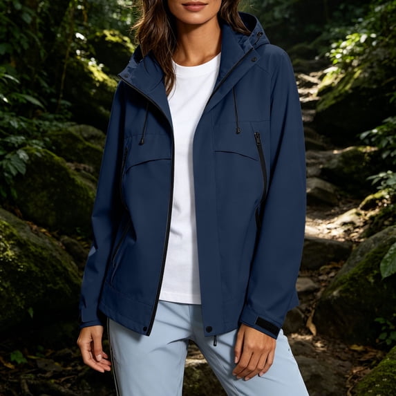 Women's Waterproof Jacket Baeitkot Women's Outdoor Windproof and Waterproof Jacket for Spring and Work Hiking and Travel Dark Blue XL