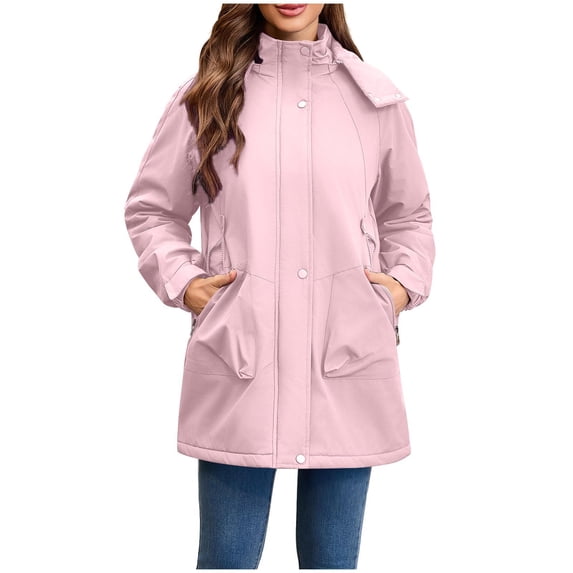 Women's Waterproof Jacket Hooded Thick Padded Winter Coat Warm Parka Wind Water Resistant Jackets with Pocket