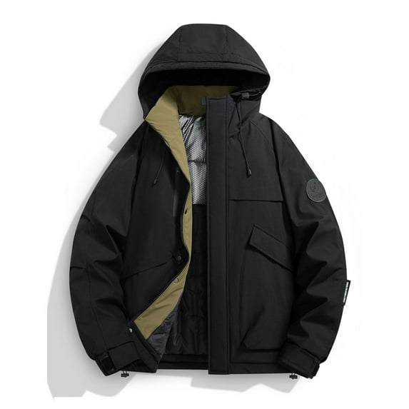 Women's Waterproof Jacket Solid Color Double Pocket Hooded Outdoor Casual Coat