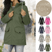 Womens Waterproof Lightweight Rain Jacket Long Hooded Trench Coats Waterproof Windproof Jackets With Pockets for Outdoor