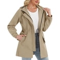 thumbnail image 1 of Women's Waterproof Long Rain Coats Rain Jacket with Hood Trench Fall Coats Hiking Fashion Windbreaker with Pocket S-2XL, 1 of 6