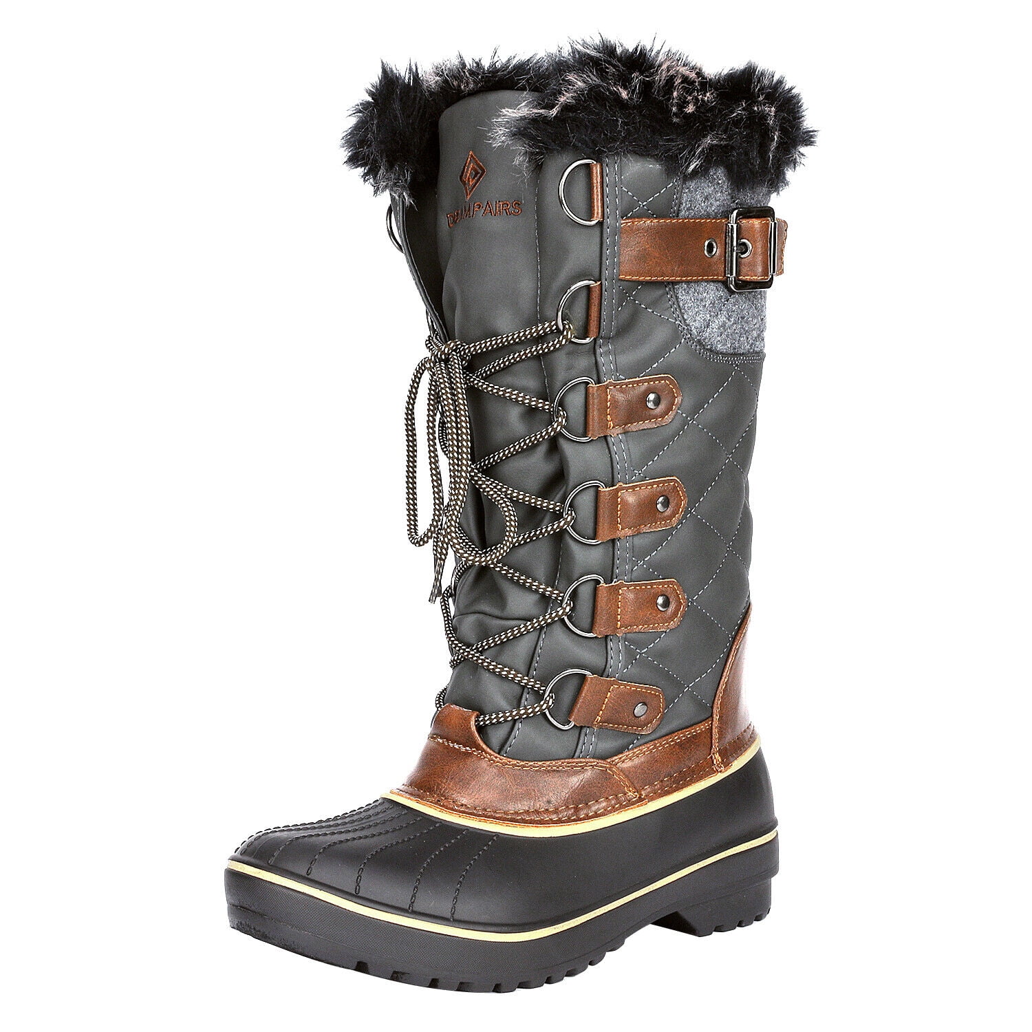 Women's Waterproof Mid Calf Boots Faux Fur Lined Zipper Warm Winter