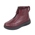 thumbnail image 1 of Women's Waterproof Non-Slip Cotton Leather Boots with Front Zipper, Ladies Ankle Booties Winter Outdoor Warm Fleece Lined Ankle Boots, Comfortable Thermal Walking Snow Shoes, 1 of 4