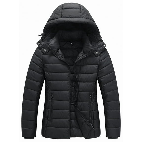 Puffer Jacket for Women Waterproof Quilted Warm Winter Coat Ultra Light Weight Short Down Jacket, Black M