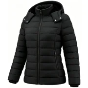 Puffer Jacket for Women Waterproof Quilted Warm Winter Coat Ultra Light Weight Short Down Jacket, Black S