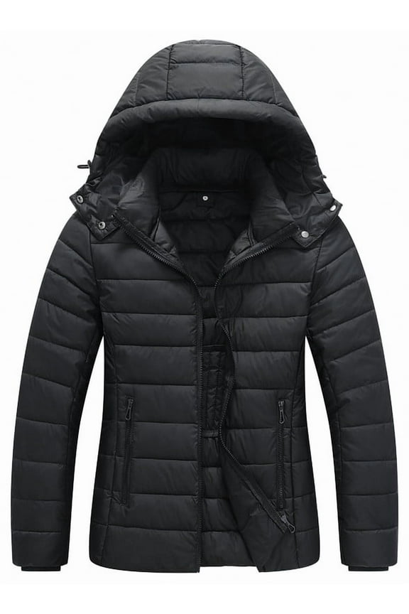 Puffer Jacket for Women Waterproof Quilted Warm Winter Coat Ultra Light Weight Short Down Jacket, Black XXL