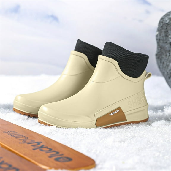 Women's Waterproof Rain Boots, Comfortable Pull-On Booties for Outdoor Walking