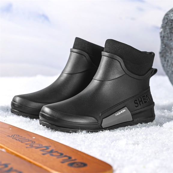 Women's Waterproof Rain Boots, Comfortable Pull-On Booties for Outdoor Walking