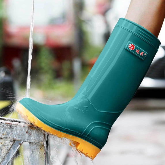 Women's Waterproof Rain Boots - High-Cut, Casual, PVC Material, Non-Slip Sole, Perfect for Spring and Summer Outdoor Wet Weather Green