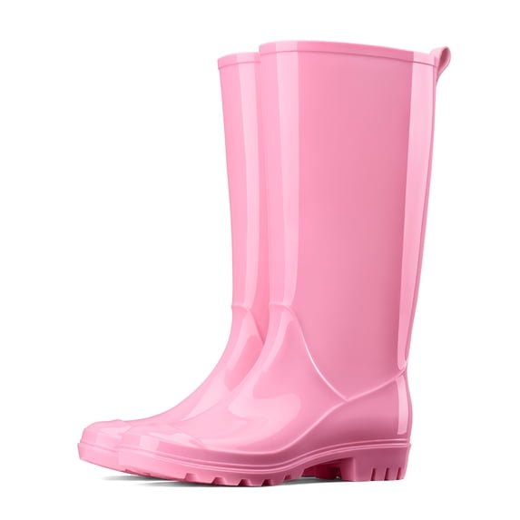 Women's Waterproof Rain Boots, Non-Slip PVC Gardening Boots with Arch Support, Pink, Size 7
